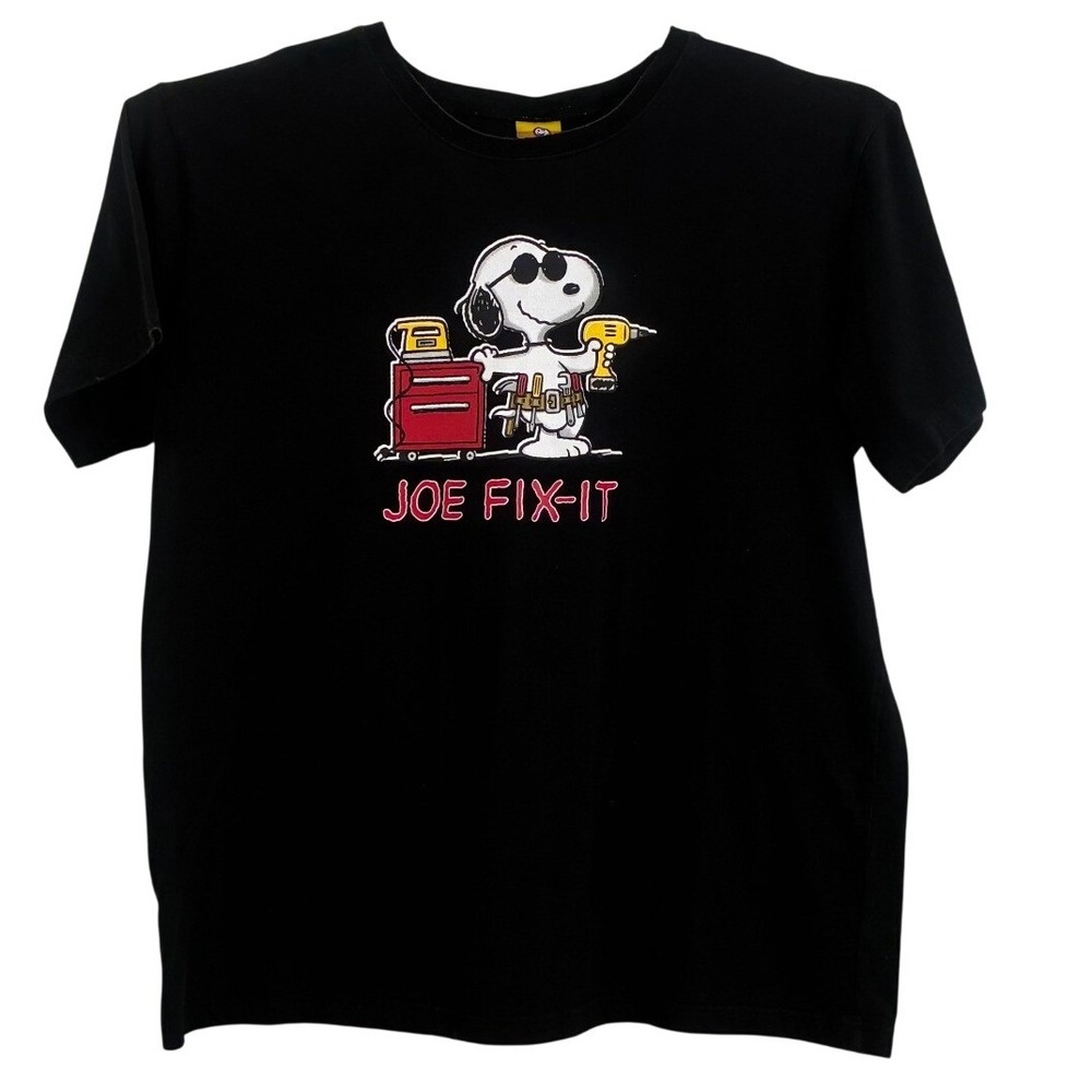Peanuts Snoopy T Shirt XL Black Joe Fix-It Tool Belt Graphic Tee